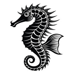 Fototapeta premium Seahorse Logo Icon Silhouette Vector White and Black