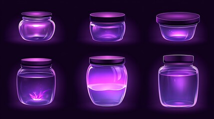 Colorful Glass Jars with Lids on Dark Background