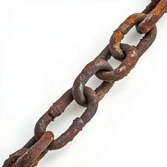 Fototapeta premium rusty chain on white background .Generative AI
