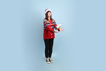 Woman wearing Santa hat