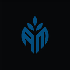 Abstract Leaf With Letter AM Logo