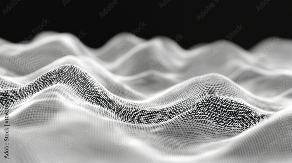 Poster Abstract tech waves in wireframe style, perfect for science and innovation presentations