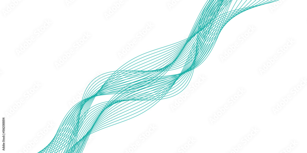 Aufkleber abstract green wavy lines isolated on a transparent background. stylized line art background. vector
