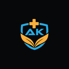 Abstract Vector Medical Care Symbol With Letter AK