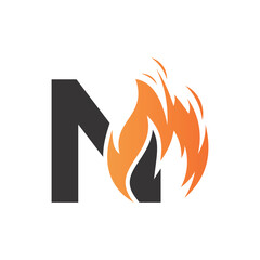Initial letter logo with fire creative concept Premium Vector