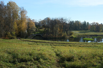 autumn park with lake