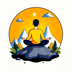 Serene Yoga Practice in Nature Illustration