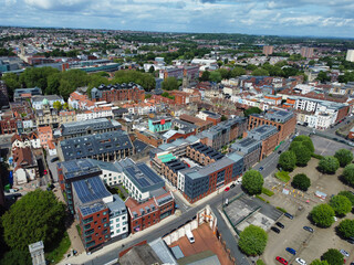 Aerial View of Buildings at Central Bristol City of Southwest of England, United Kingdom. The High...