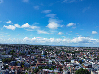 Obraz premium Aerial View of Buildings at Central Bristol City of Southwest of England, United Kingdom. The High Angle Footage Was Captured with Drone's Camera from High Altitude on May 27th, 2024.