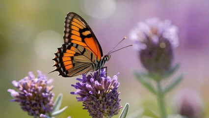 Obraz premium Natural macro beautiful butterfly on flower.