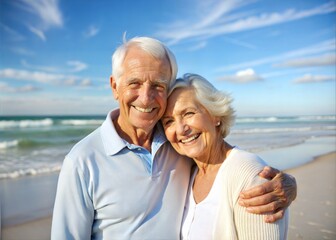 Obraz premium Sweet Senior Couple having a Beach Vacation