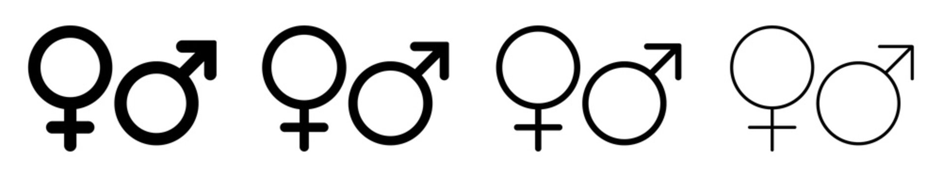 Gender icon vector design. Male and female gender icons set. Men and women gender symbol. Vector icons.