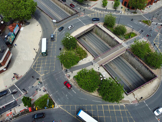 Aerial View of Buildings at Central Bristol City of Southwest of England, United Kingdom. The High...