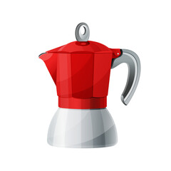 Colorful vector illustration of geyser coffee maker isolated on white background
