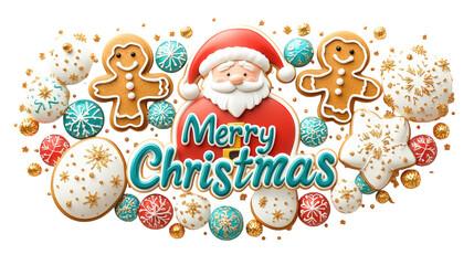 Fototapeta premium Merry Christmas with Gingerbread and Candy Canes