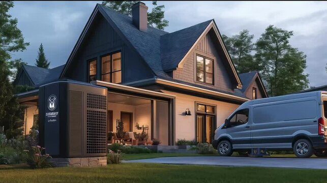 Modern Dry Cleaning Service Van Parked in Suburban Neighborhood for Home Delivery