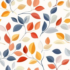 A vibrant pattern of multicolored leaves and branches on a light background, showcasing nature&rsquo;s beauty with a modern, artistic touch.