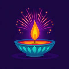 Community Gathering with Diya and Fireworks Display