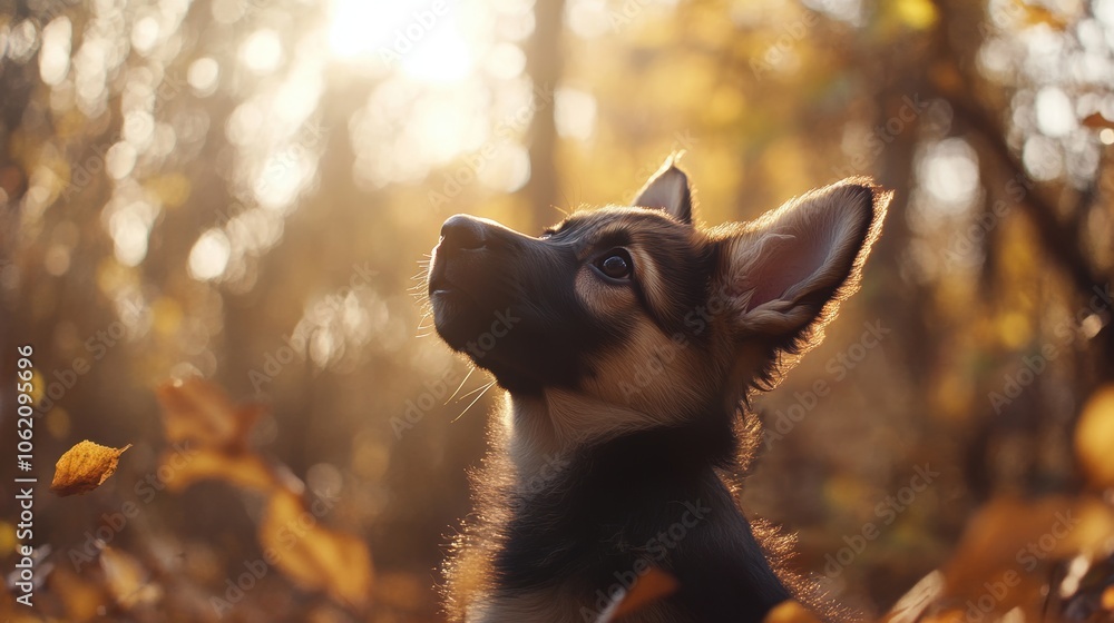 Sticker Puppy in Autumn.