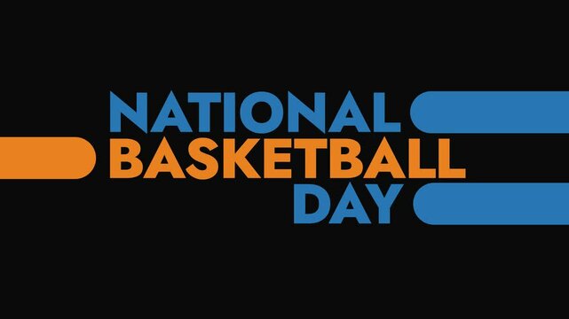 National Basketball Day colorful motion graphics seamlessly loopable text animation on a white or black background great for wishing and celebrating national basketball day