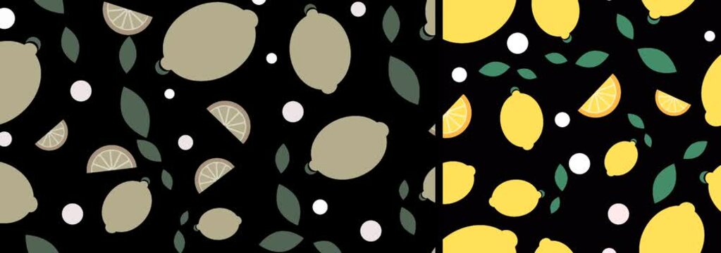 black and white background, Abstract fruit background, animation, lemon, fruit, bright background