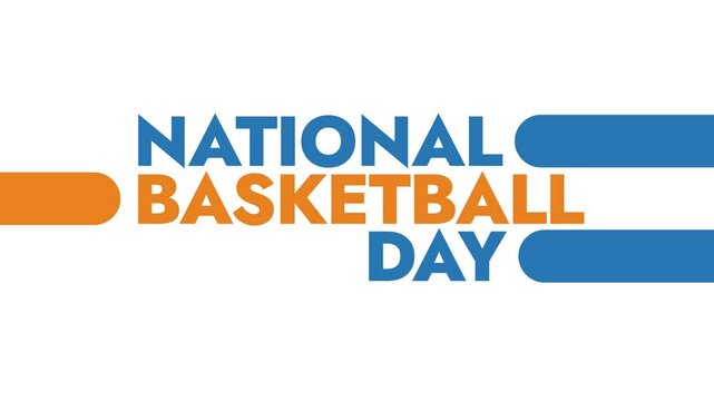 National Basketball Day colorful motion graphics seamlessly loopable text animation on a white or black background great for wishing and celebrating national basketball day