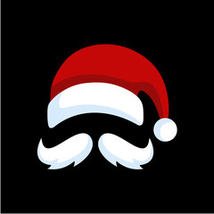 Christmas santa hat vector image,simple,modern,and minimalist design,isolated on black background,can be for christmas icon or greeting card
