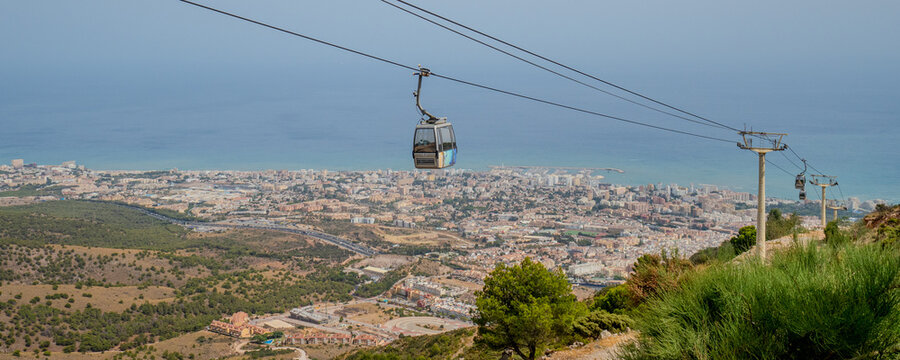 cable car from benalmadena to the top up in the nearby hills