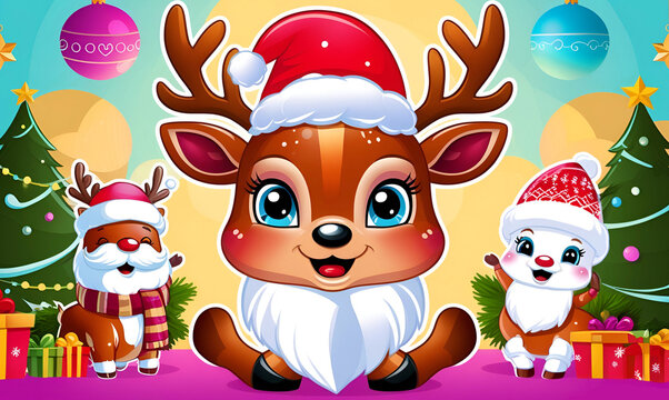 santa claus and reindeer Generative AI