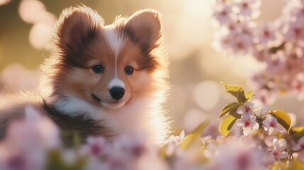 Obraz premium Puppy in Bloom.