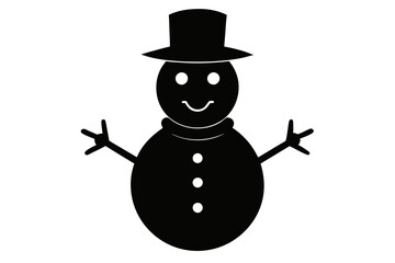 
Christmas snowman silhouette, Christmas black snowman icon vector
