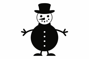 
Christmas snowman silhouette, Christmas black snowman icon vector
