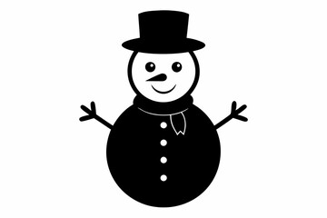 
Christmas snowman silhouette, Christmas black snowman icon vector
