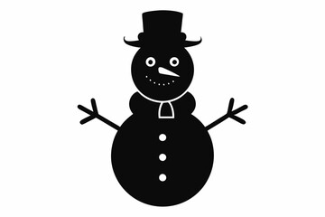 Christmas snowman vector silhouette, winter snowman, Christmas silhouette 