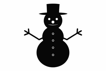 Christmas snowman vector silhouette, winter snowman, Christmas silhouette 