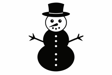 Christmas snowman vector silhouette, winter snowman, Christmas silhouette 