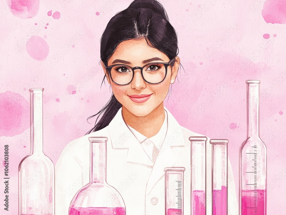 Poster a scientist conducts vibrant experiments with colorful solutions in a modern laboratory environment