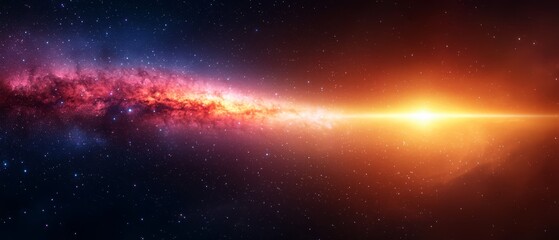 Obraz premium A scene featuring a central star exhibiting both bright red and blue hues