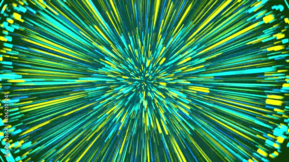 Poster abstract tunnel of a multicolor spectrum background. bright rays of neon light and colorful glowing 