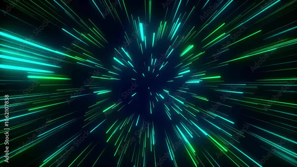 Poster abstract tunnel of a multicolor spectrum background. bright rays of neon light and colorful glowing 
