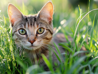 cat and grass