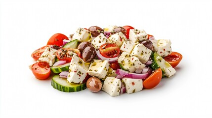 Greek Salad with Feta Cheese, Tomatoes, Cucumbers, and Olives