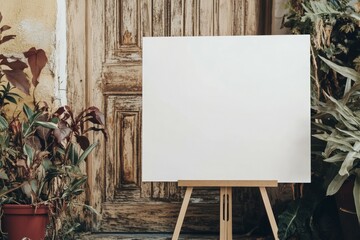Large white blank billboard on a street wall, banners mockup