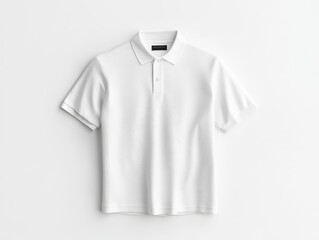 Minimalist blank polo shirt mockup, floating on plain white background, modern design presentation