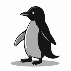 Penguin Silhouette Black and White Monochrome Vector Illustration