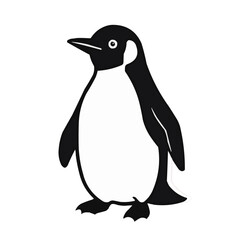 Penguin Silhouette Black and White Monochrome Vector Illustration