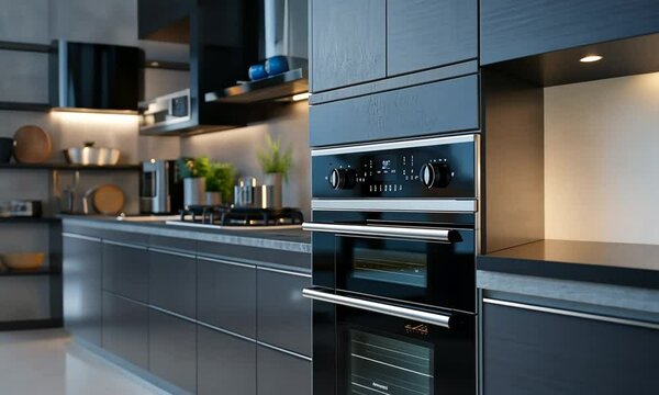 Modern Kitchen with Sleek Black Appliances