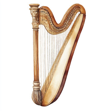 recommend clip art: Harp watercolor clipart illustration