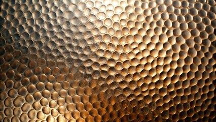 Hammered metal texture, dimpled surface, golden style, abstract background, warm tones, copy space

