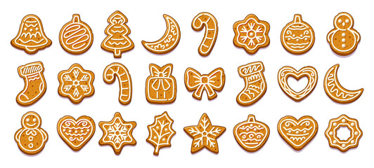 Delightful Assortment Of Christmas Gingerbread Cookies Showcasing A Variety Of Christmas Shapes